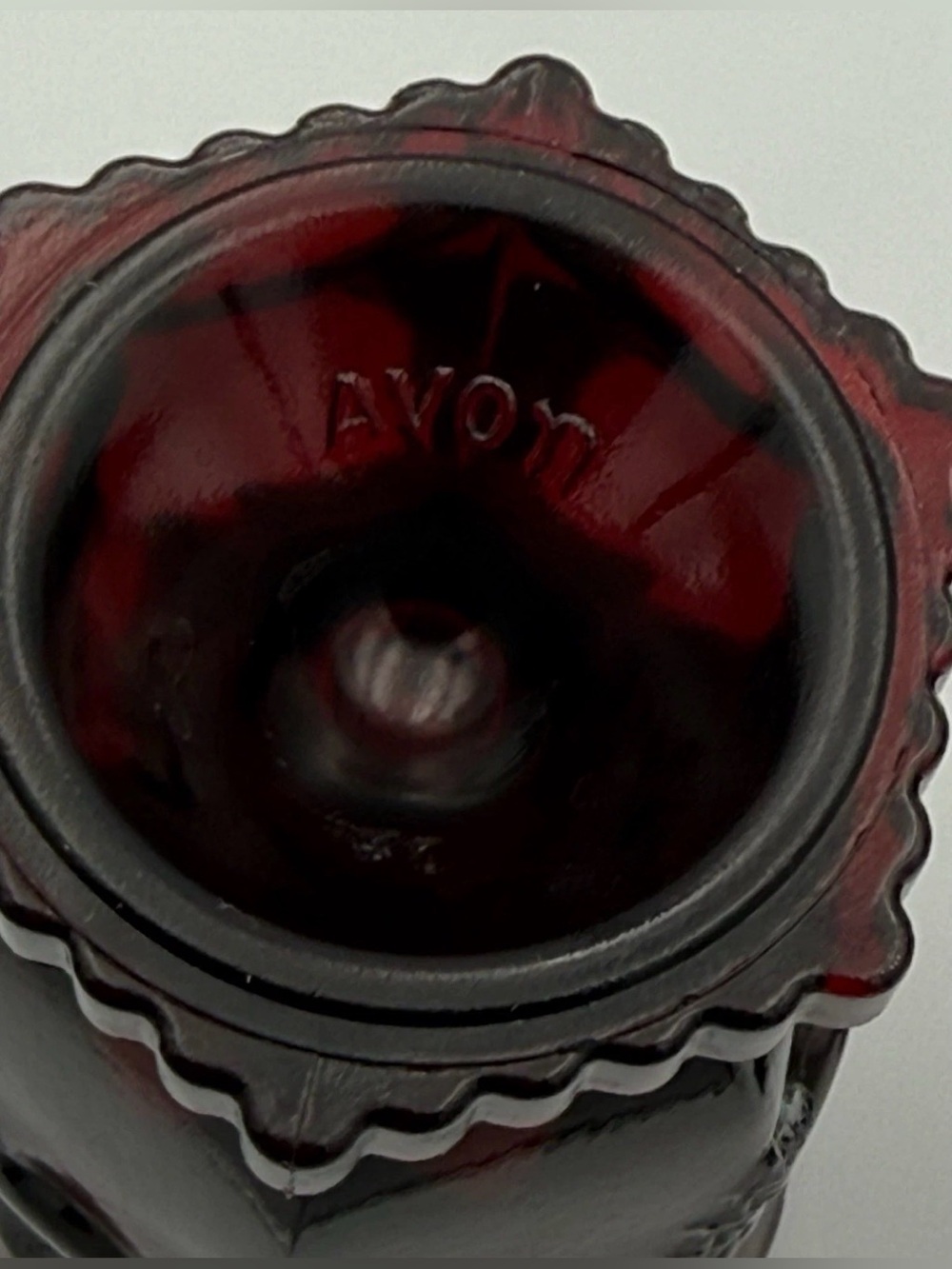 Vintage Avon 1876 Cape Cod Ruby Red Pedestal Glass Coffee Mugs Pressed Lot Of 2 - Picture 8 of 10